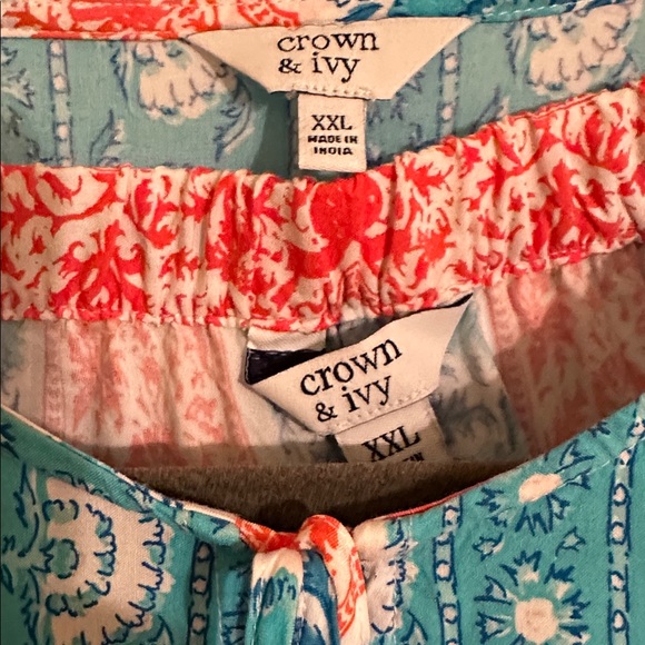 Size XXL Crown & Ivy Blue and Coral Paisley Top with maxi skirt. Beautiful! - Picture 3 of 7